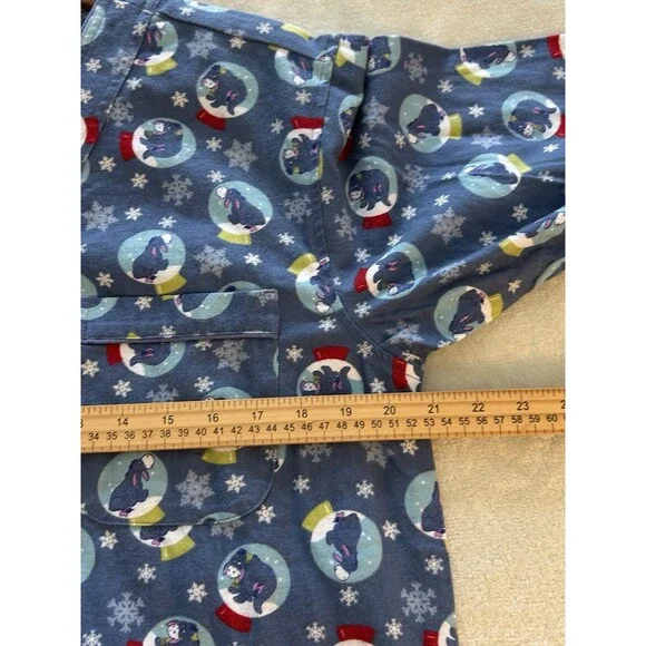 Vintage Disney Store Womens Pajamas Shirt Top Medium Flannel Eeyore Snow Globe - Picture 7 of 11